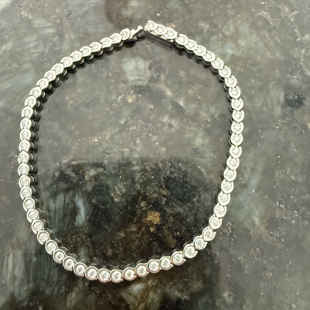 Moissanite Sterling Silver tennis bracelet, 6.7”